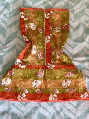 Orange and pink floral strapless dress